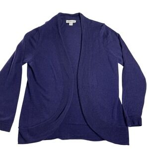 Coldwater Creek Purple 100% Wool Open Cardigan L Quiet Luxury